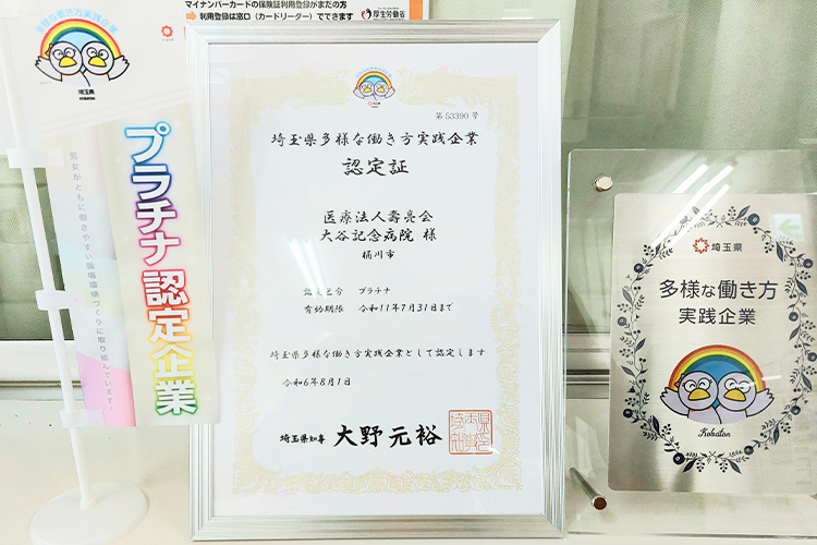 多様な働き方実践企業（プラチナ）の賞状のイメージ画像